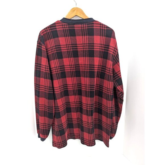 The Disney Store Men Red and Black Plaid Long Sleeve 3 Button Shirt Size Large - Picture 5 of 11